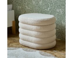 Petite Amélie Poef met Opbergruimte - Beige - Teddy Opbergpoef met Zachte Stof - Creëer een knus Zitplekje - Combineer Gemak, Elegantie & Opslag