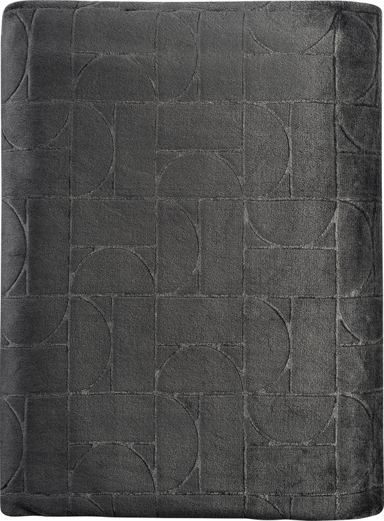 Mistral Home - PLAID - flannel embossed - 150x200 cm - geometrisch - grijs