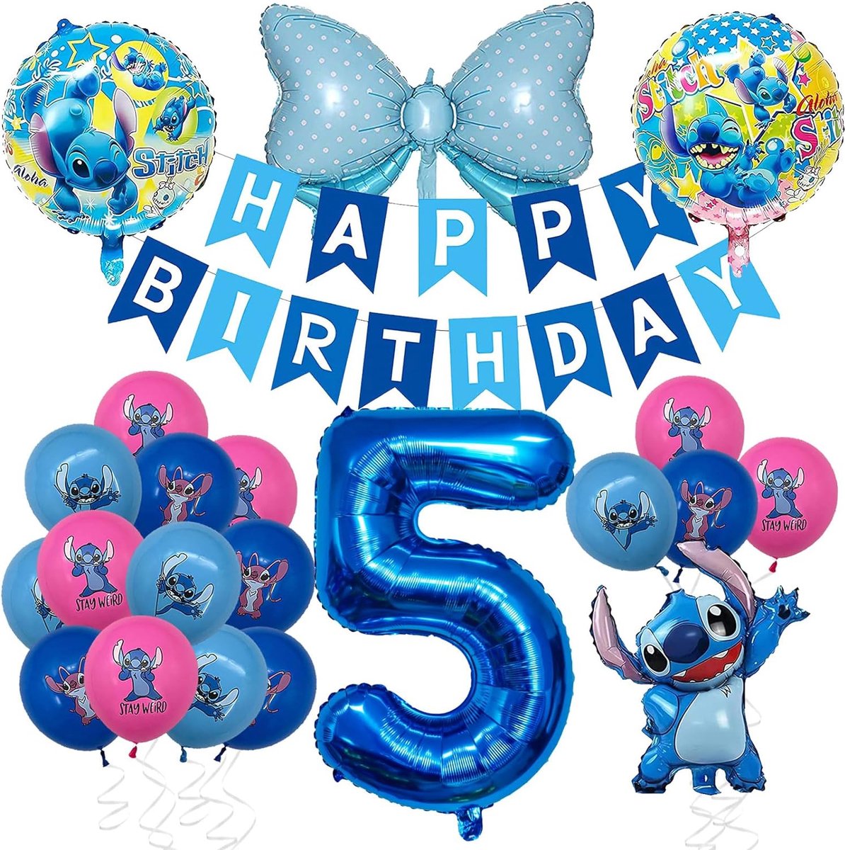 Stitch 18 '' Ballon d'anniversaire en aluminium .. P&P GRATUIT