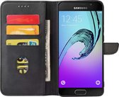 Smartphonica Samsung Galaxy A3 2016 kunstleren hoesje met lipje en pashouders - Zwart / Kunstleer / Book Case geschikt voor Samsung Galaxy A3 (2016)