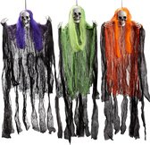 Equivera Hangende Grim Reaper - 3 Stuks - 90cm - Halloween Decoratie - Halloween Verlichting - Halloween Versiering - Halloween Decoratie Buiten