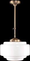 Art deco hanglamp Cambridge | Ø 30 cm | opaal wit glas / brons | pendel kort verstelbaar | woonkamer / eettafel | gispen / retro / jaren 30