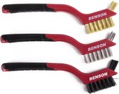 Benson Veelzijdige staalborstelset - nylon, rvs en messing - 3-delig - 18 cm - soft grip