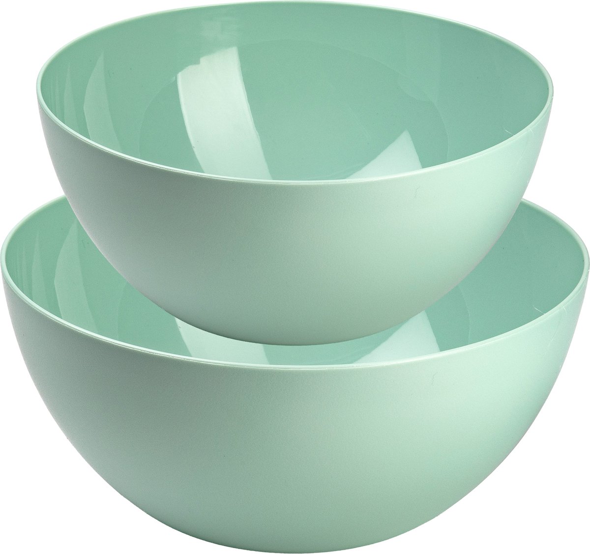 Plasticforte voedsel serveer schalen set - 4x stuks - mintgroen - kunststof - Dia 25 en 28 cm