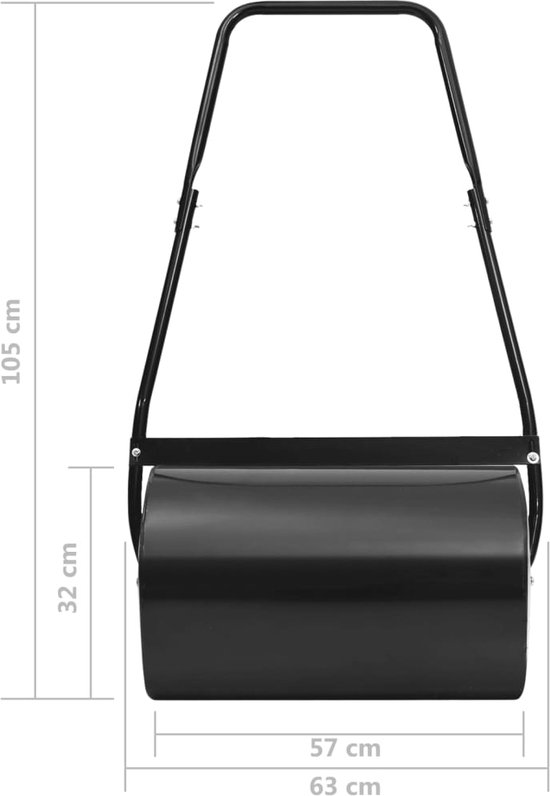 vidaXL - Gazonroller - 50 - L - 63 - cm - zwart van VidaXL — afbeelding 2