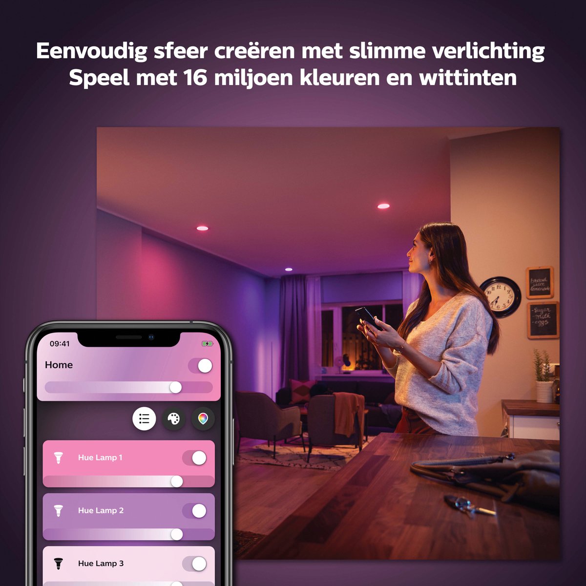 Philips Hue starterkit - wit en gekleurd licht - 3-lampen - GU10 thumbnail 4
