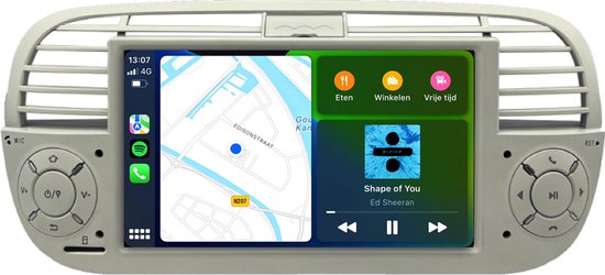 Fiat 500 Autoradio beige, Draadloos Carplay