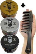 3 Wax + Gratis Kam pack -Mafia Men Haarwax Privé 6 -Exclusief 8 - Wanted 10 - 450ml