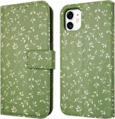 iPhone 11 Hoesje Met Pasjeshouder - iMoshion Design Bookcase smartphone - Groen / Green Flowers