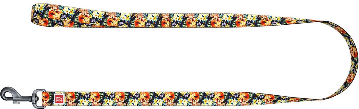 WAUDOG Glamourous Skulls Hondenlijn / Hondenriem - Nylon - Breedte: 15 mm - Lengte: 122 cm