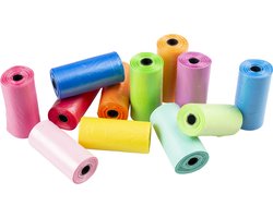 Poepzakjes Extra Dik - Poopi-Dog - Regenboogkleuren - 12 Rollen met 15 Zakjes per Rol