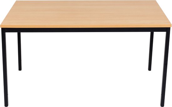 Furni24 Multifunctionele tafel 140x80 cm - computertafel in beuken decor/ zwart werktafel - eettafel