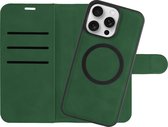 Cazy Uitneembaar Wallet Hoesje geschikt voor iPhone 15 Pro Max - Afneembaar hoesje - Magfit, 2-in-1 design - Pasvakjes - Groen