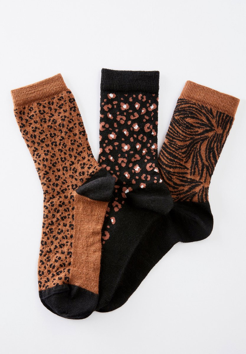 Damart - Set de 3 paires de chaussettes en laine mélangée - Femme - Marron  - 36/38 | bol.
