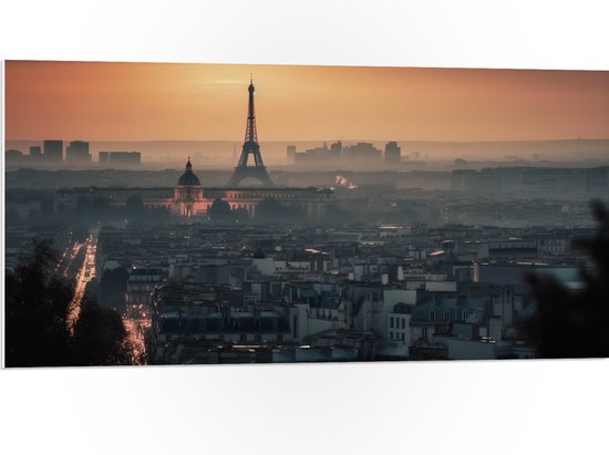 PVC Schuimplaat - Eiffeltoren - Parijs - Stad - Gebouw - 100x50 cm Foto op PVC Schuimplaat (Met Ophangsysteem)