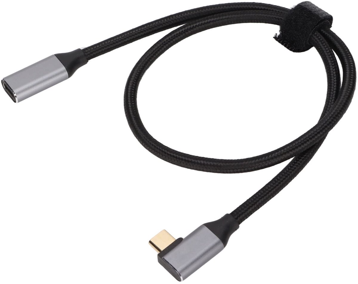 USB-C Verlengkabel 100W 4K 60Hz - 10Gbps Gegevensoverdracht - Haakse Kabel 50cm