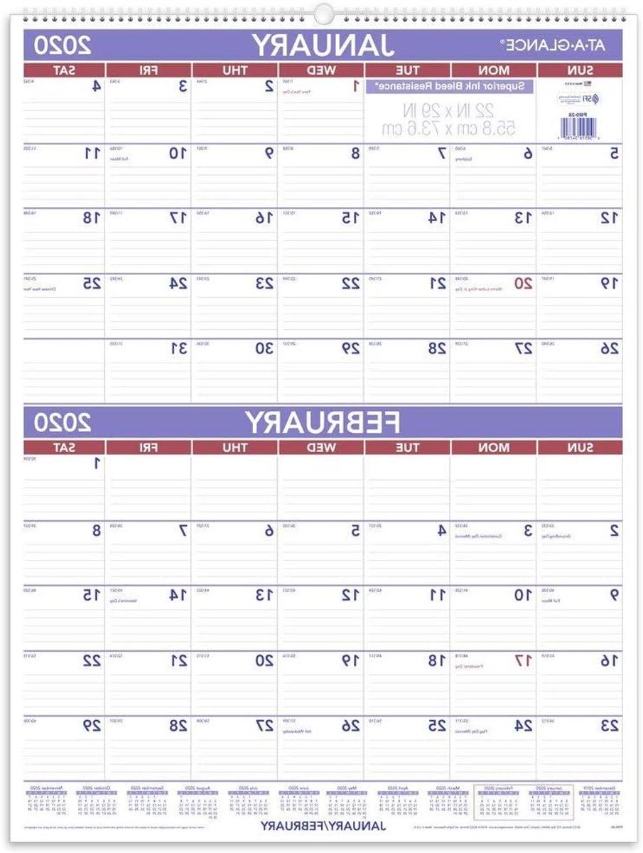 Muurkalender - Wandkalender planner - Jaarplanning overzicht - Twee maanden per pagina - 22 x 29 inch - Wit