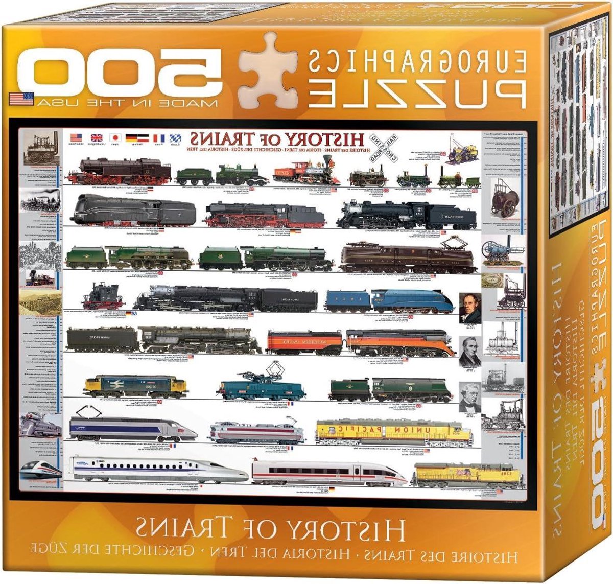 Puzzel Treinen - Spoorweg Geschiedenis - Ontspannen Vrije Tijd - Gerecycled Karton - 500 Stukjes - Meerdere Kleuren
