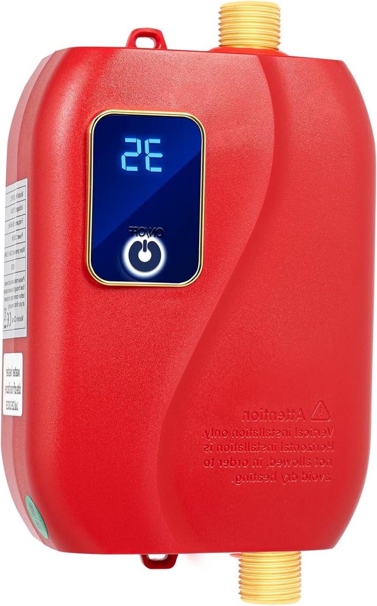 Elektrische Doorstroomboiler - Mini Boiler - Direct Heet Water - Instelbare Temperatuur - 3000 Watt - Rood