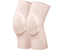 Kniebrace voor sport, dans, volleybal, yoga, mediale steunband, siliconen compressiebeschermer, kniebeschermers (beige, S)