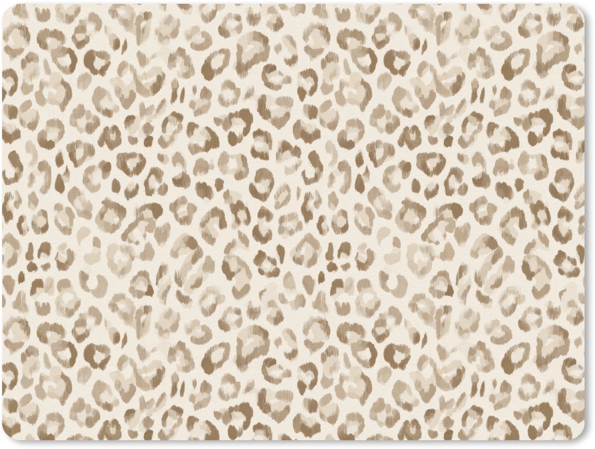 Muismat 12x10 cm - Mousepad Luipaard - Klassiek - Beige - Muismatten