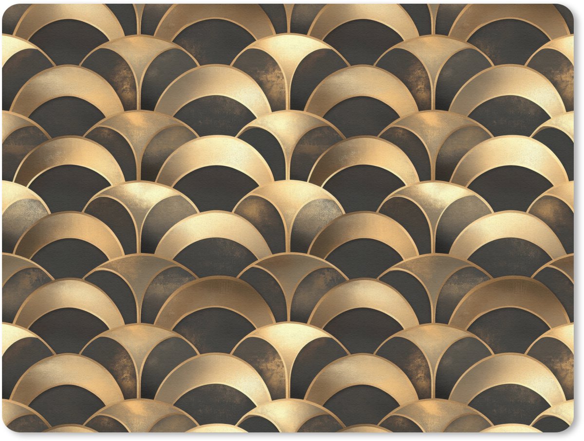 Muismat 12x10 cm - Mousepad Schubben - Structuur - Goud - Muismatten