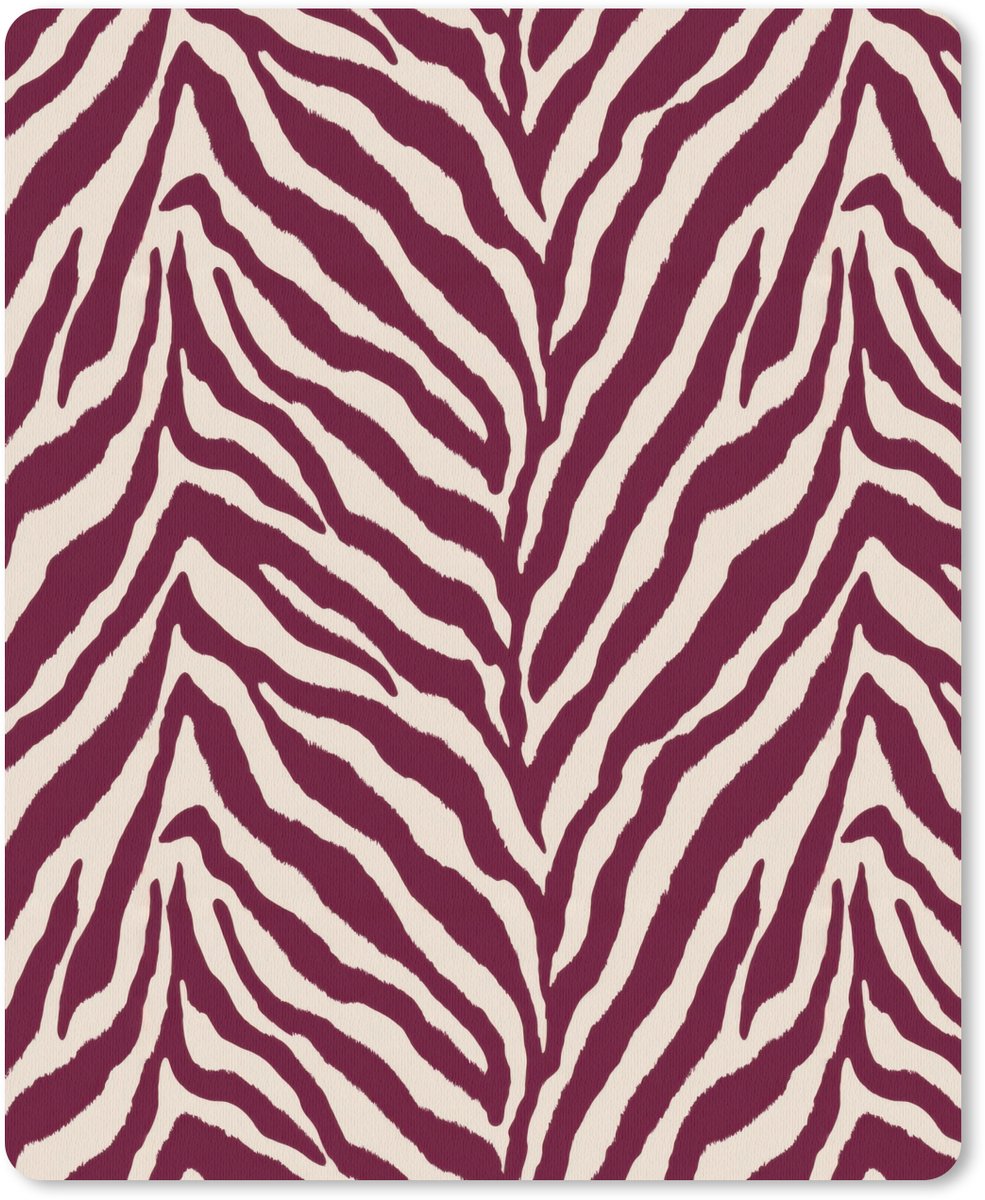 Muismat 12x16 cm - Mousepad Zebra - Motief - Bordeaux - Rood - Muismatten