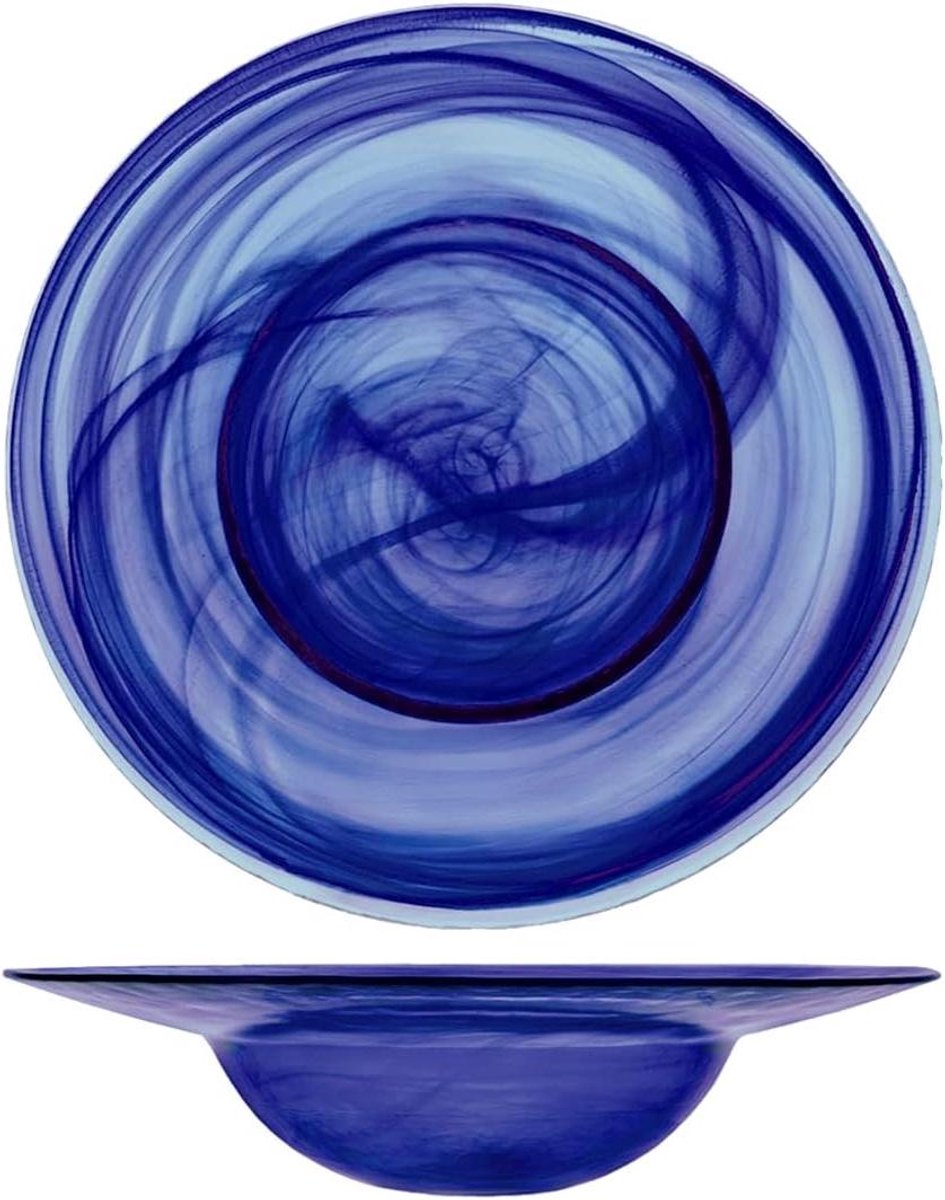 6 Pastaborden - Dinerborden Set - Stijlvol Dineren - Getint Glas - 23.5 cm - Kobaltblauw