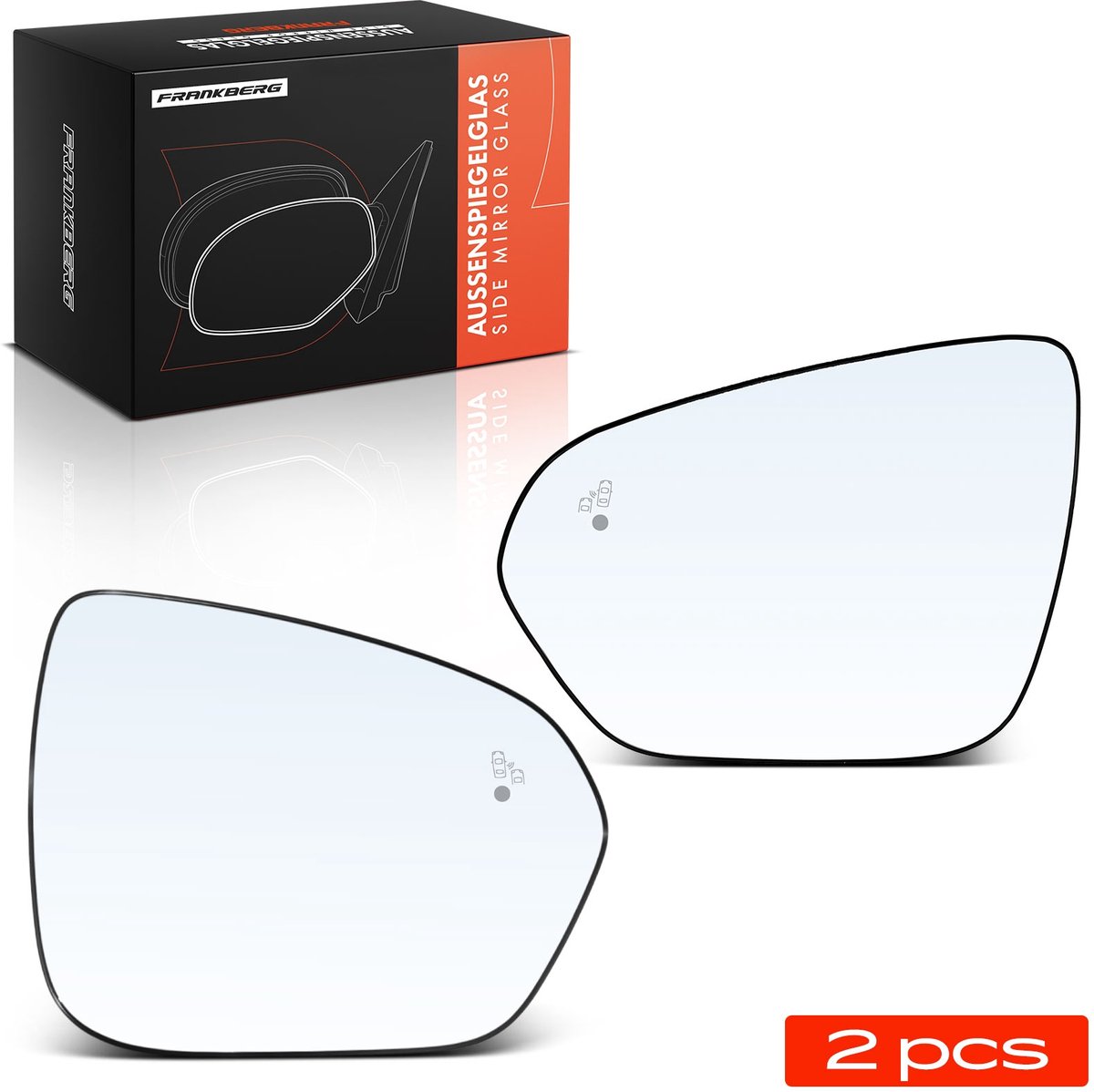 Frankberg 2x Buitenspiegelglas Voor Links Rechts voor Dacia Duster