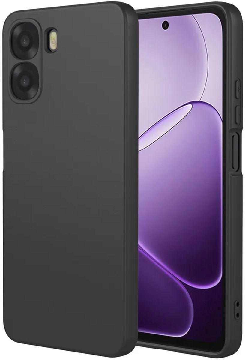 Hoesje geschikt voor Oppo A6x - Phonesta Soft Silk Silicone Back Cover - Zwart