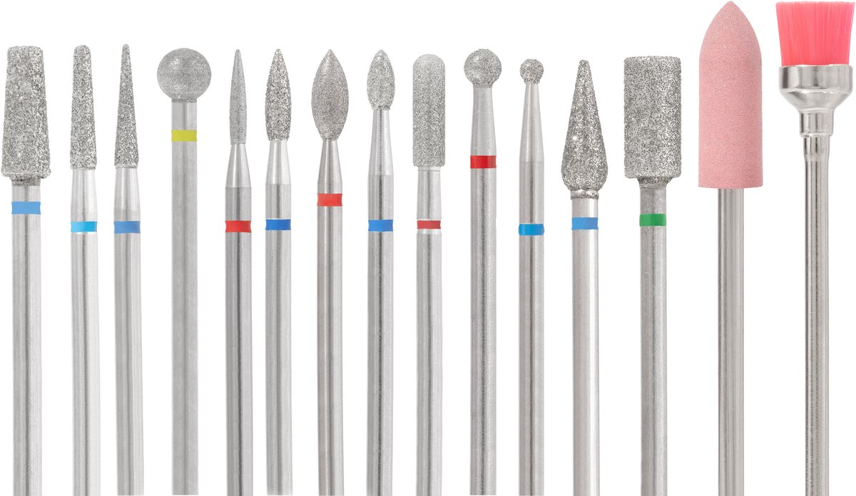 FOOCCA® Diamond / Diamant Nagelfrees Bitjes - Set 15 Stuks - Elektrische Nagelvijl Opzetstukjes - Diamanten Nagel Bitjes - Universeel Formaat Nagel Bits - Manicure en Pedicure - Nagel Frees
