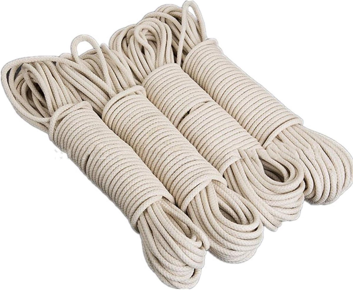 Katoenen Touw - Vlaggenmast Touw - Veelzijdig Gebruik - Sterk Duurzaam Materiaal - 100 Meter 10mm - Beige