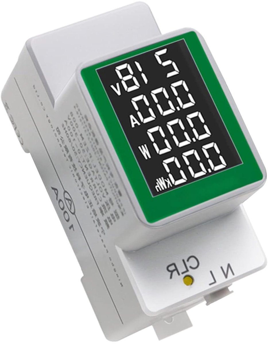 Digitale Energiemeter - Spanning Stroommeter - Energie Verbruik Meten - Veilige CT-bekabeling - AC 50-300V 0-100A - Wit