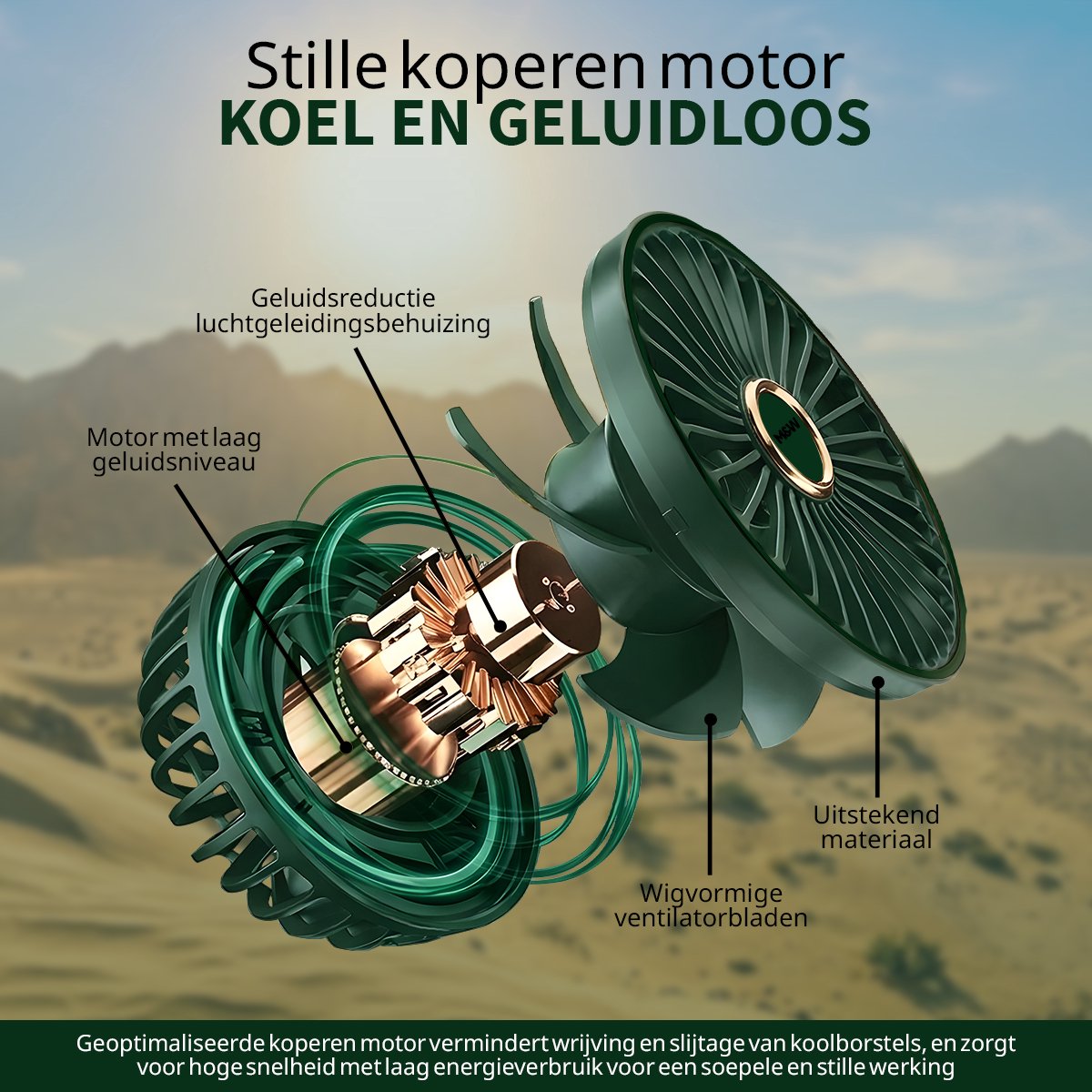 M&W Draagbare Hand Ventilator Hand Fan - Airco Verkoeling USB Ventilatoren - Handventilator Groen — afbeelding 10