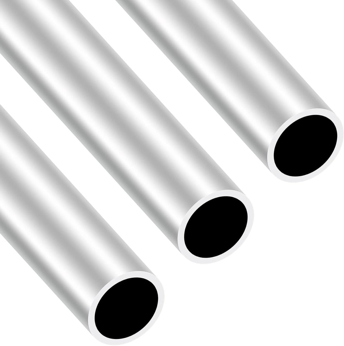 Aluminium Ronde Tubes - Naadloze Rechte Buizen - Industriële Toepassingen - 6063-T5 Materiaal - 300mm Lengte 3 Stuks - Zilver