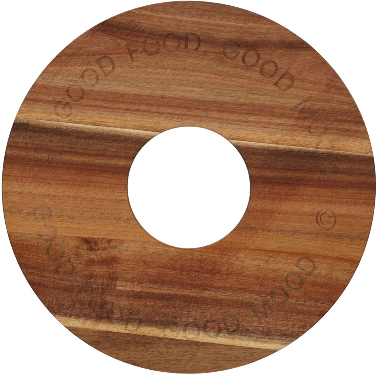 JENS Living Houten Serveer Ring van Acaciahout met Feestelijke Kerstprint
