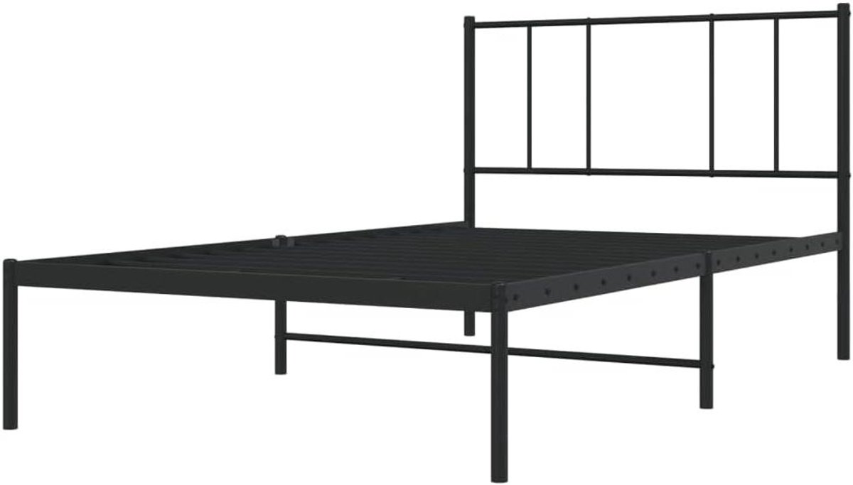 Metalen Bedframe - Ledikant Hoofdbord - Slaapkamer Inrichten - Robuuste Constructie - 100x200 cm - Zwart
