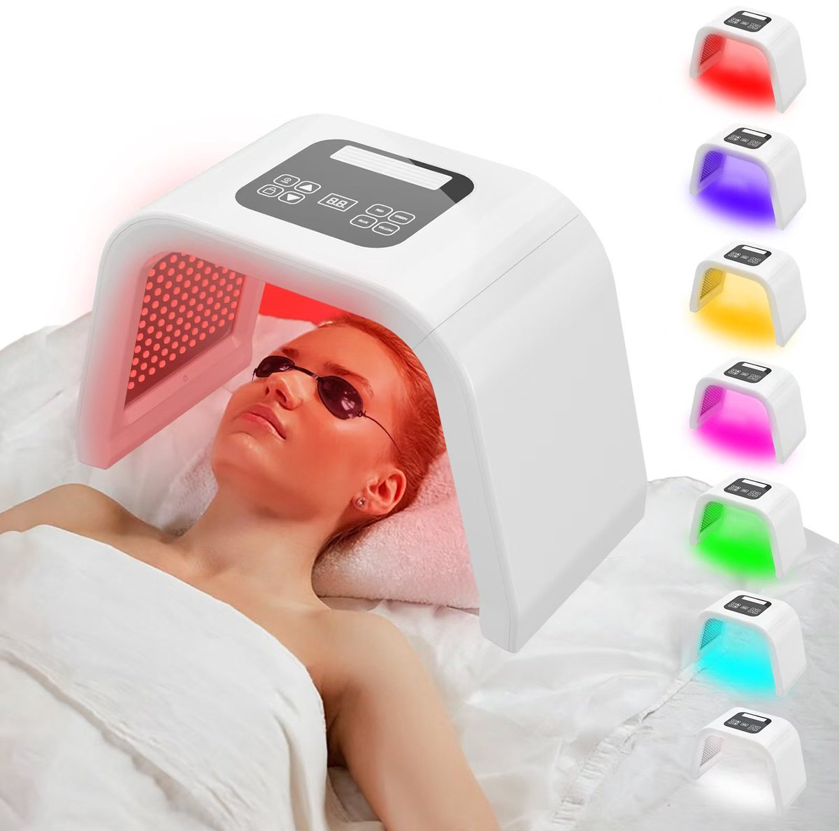 7‑kleuren LED SPA Gezichtslichtmasker – Multifunctioneel Schoonheidsapparaat – Roodlichttherapie – Draagbaar – Thuis & Reis