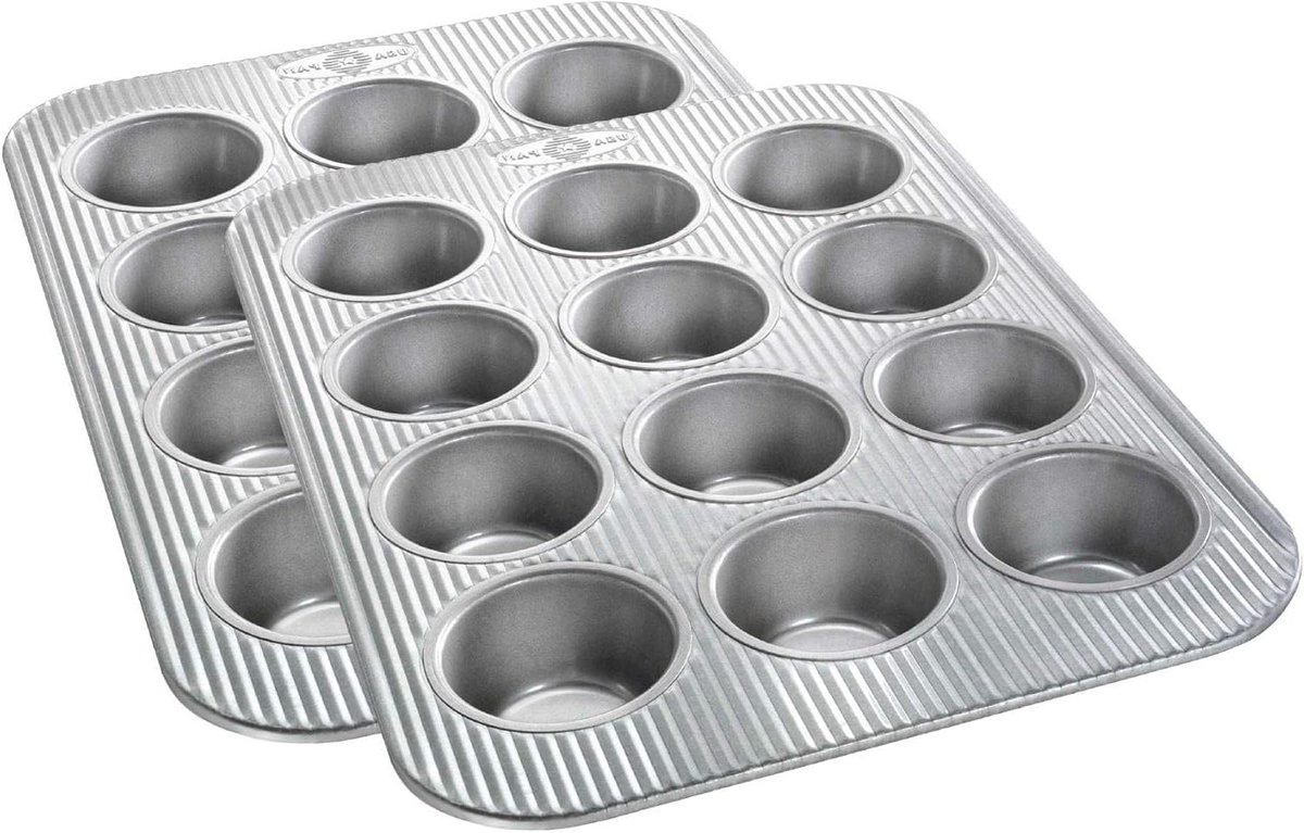 Bakvorm Muffin Cupcake - Muffinvorm Set - Zelf Bakken Thuis - Anti-aanbaklaag - Set van 2 - Gealuminiseerd staal