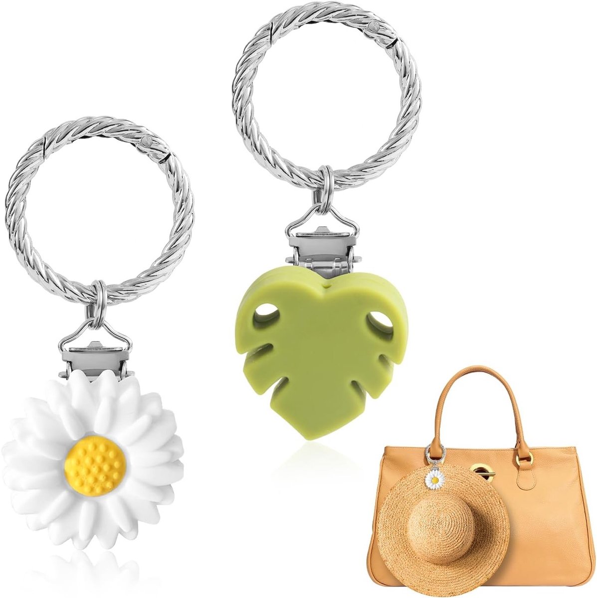 Praktische Hoedhouders voor Reizen - Bloemen en Groene Bladeren Hoedclips voor Rugzakken, Handtassen en Bagage