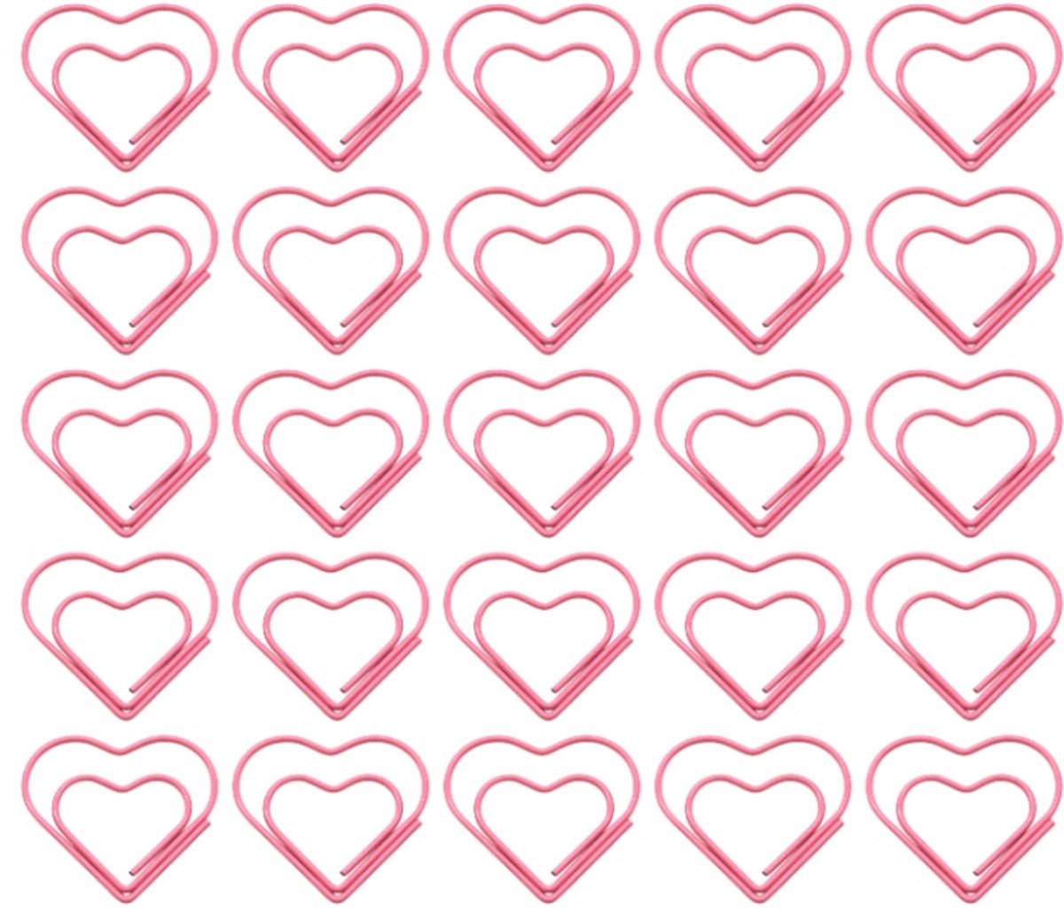 50 stuks-Paperclips - Boekmarken - Schrijfwaren - Hartvormige paperclips - Geschikt voor het bewaren van documenten, bonnetjes en foto's - Roze - 3*2,8 cm