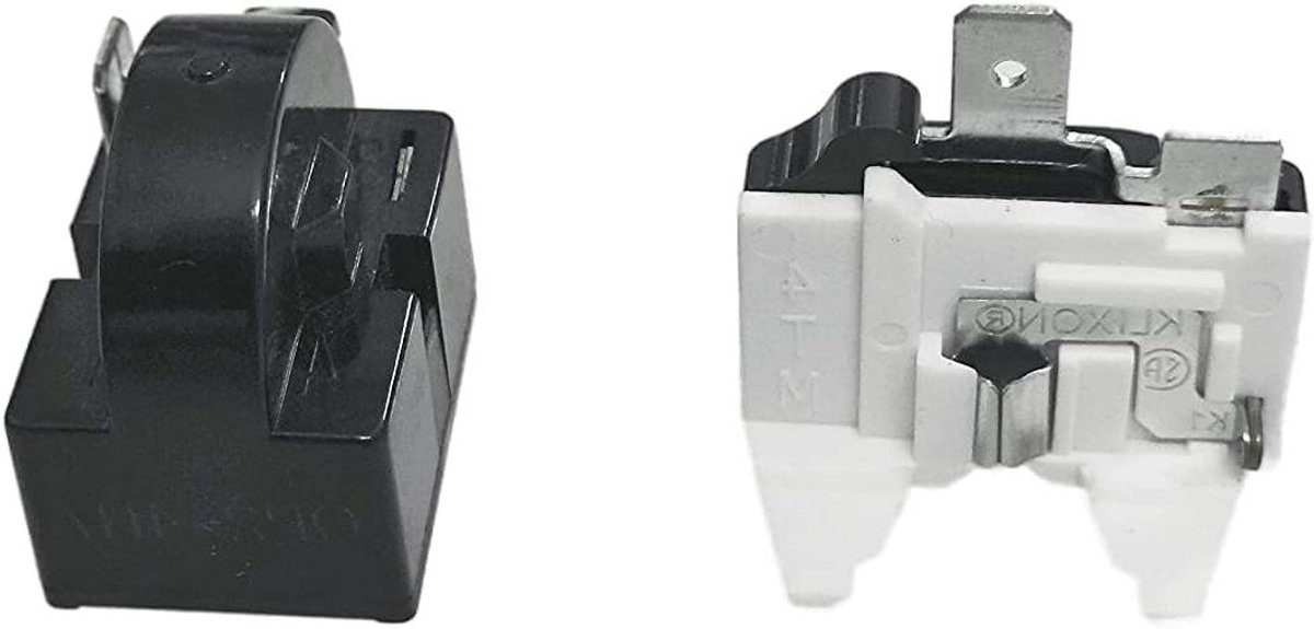Koelkast Start Relais - Compressor Protector Set - Koelkast Reparatie - 1 Pin PTC Ontwerp - 1/2PK - Zwart Wit