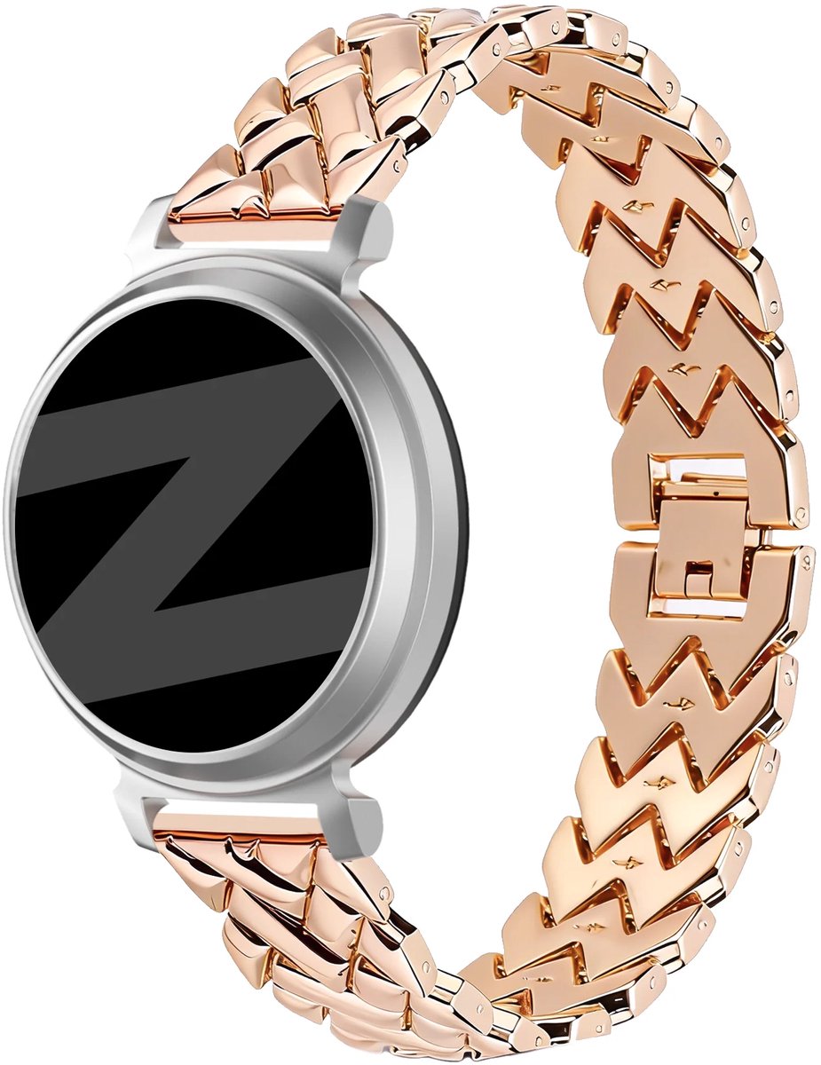 Bandz Metalen 'V-Type' bandje geschikt voor Garmin Lily 2 / Pebble Round 2 - Rose goud
