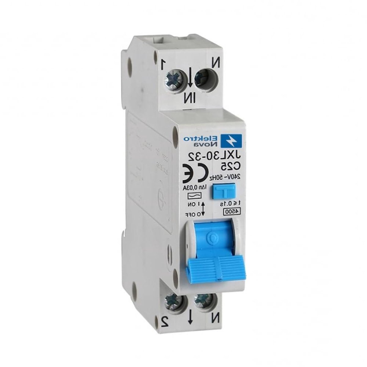 Stroomonderbreker - Automaten Schakelaar - Installatie Beschermen - Differentiële Bescherming - 1 DIN Module - Grijs