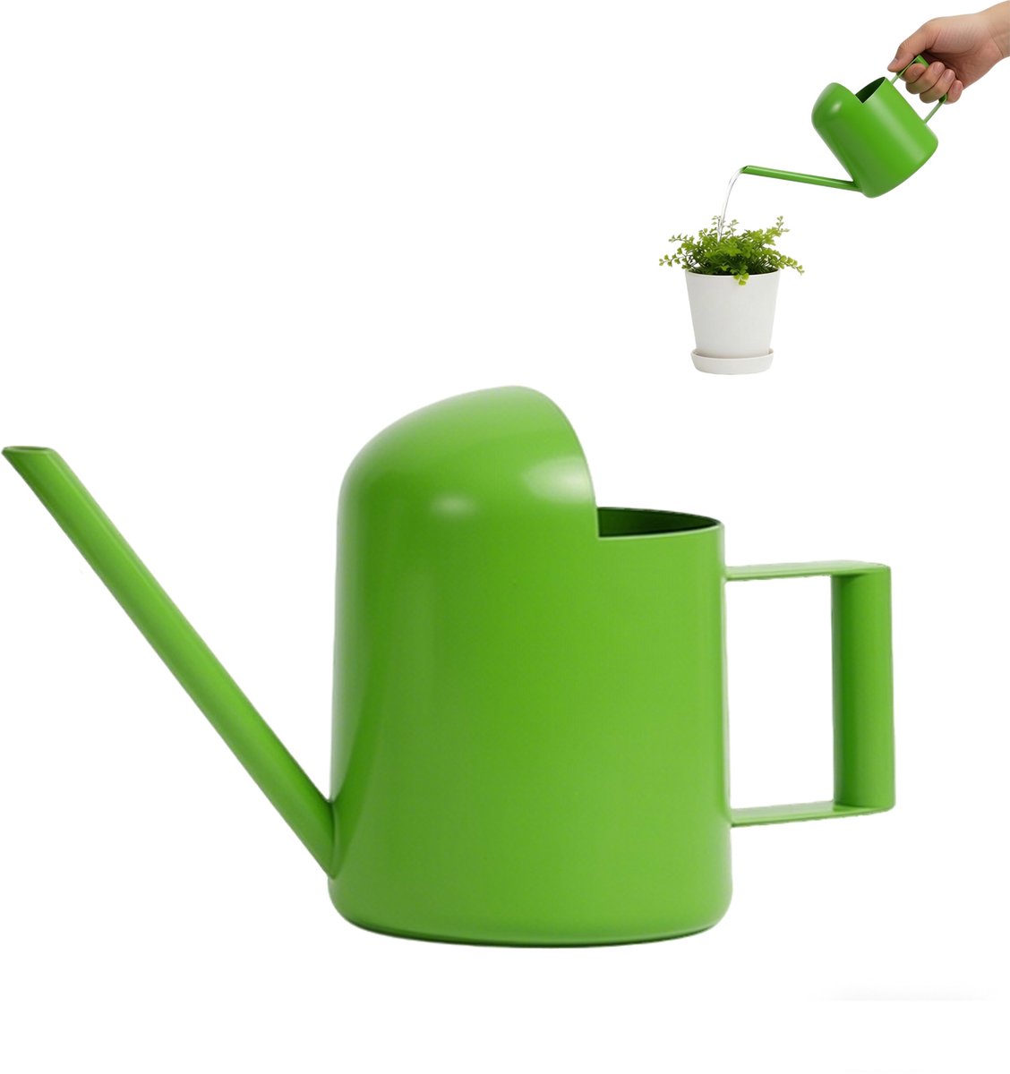 Gieter - Roestvrijstalen gieter - Tuingieter - Mini gieter - Gieter met lange tuit - 300 ml - Geschikt voor binnen- en buitenplanten - Tuingereedschap - Geschikt voor het besproeien van planten, kinderbadjes, bomen en tuinen - Groen