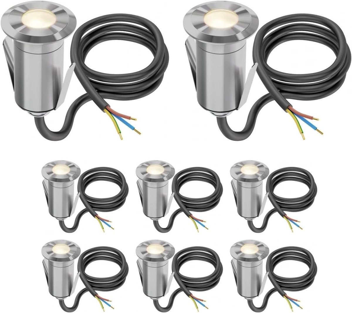 Vloerinbouwlamp LED - Buitenlamp rond - Pad verlichten - Direct 230V aansluiting - 35mm diameter - Aluminium mat