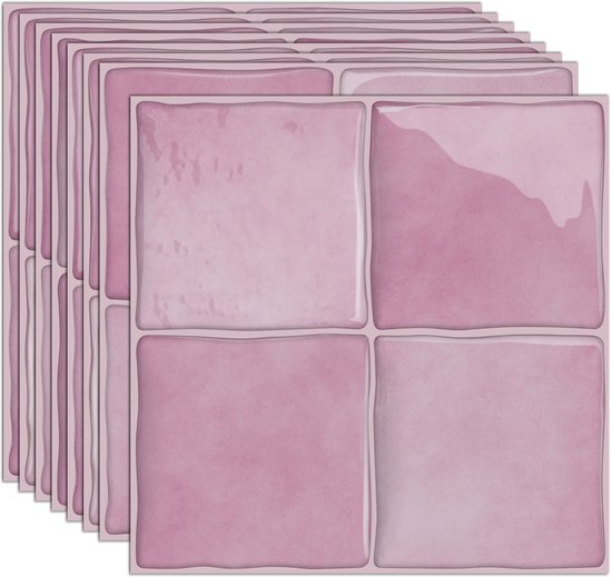 Stapel roze 3D wandtegels, 6x6 inch.