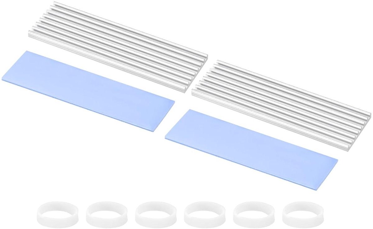 SSD Koellichaam - Radiator Set - Oververhitting Voorkomen - Groef Ontwerp - 70 x 22 x 3 mm - Zilver