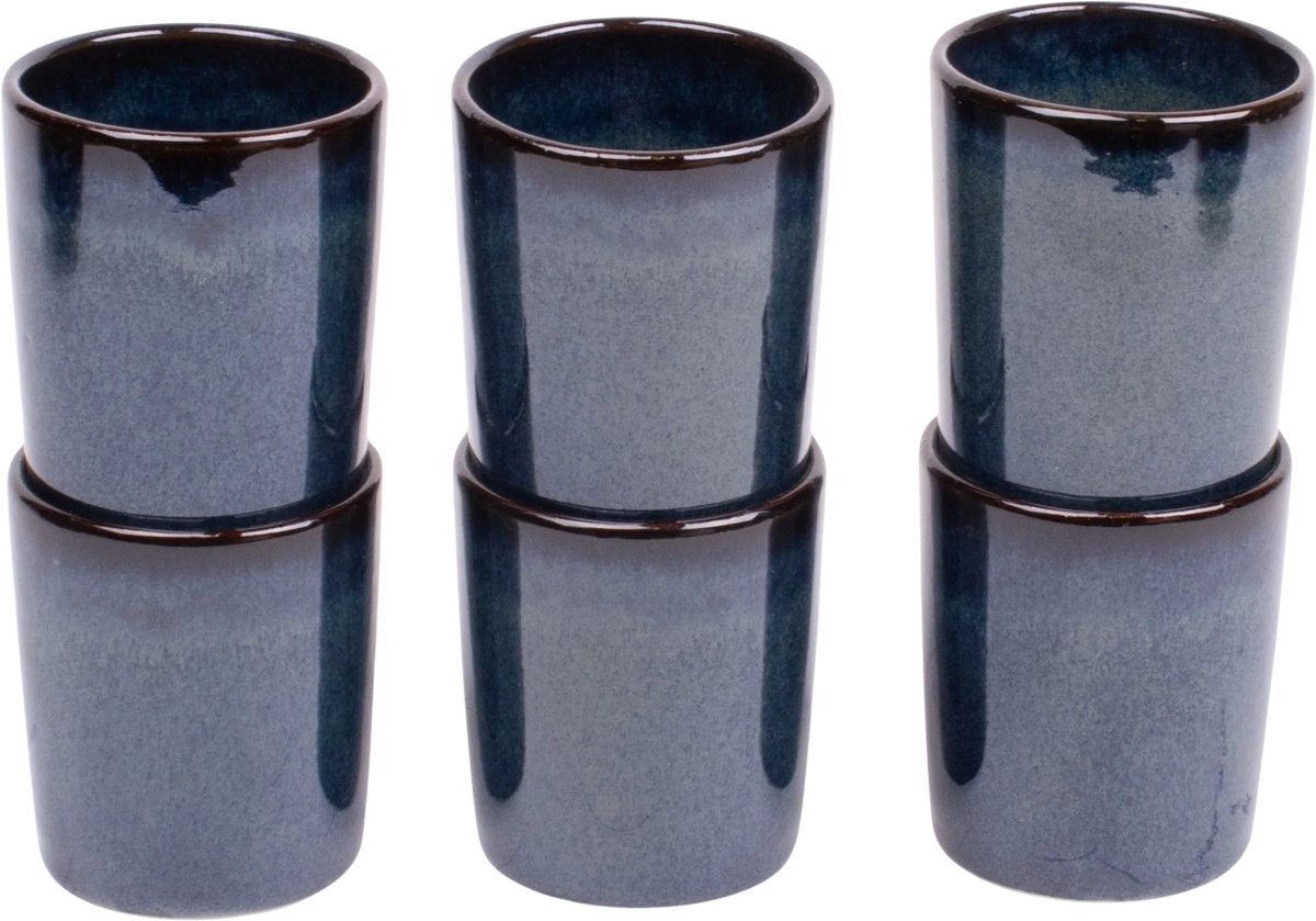 Koffiekopjes set van 6 - 150 ml - 6 persoons - Faro - blauw - Portugees stoneware