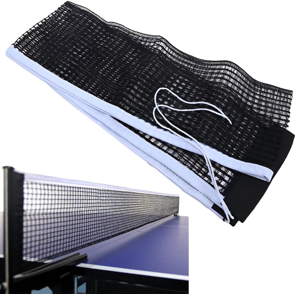 Tafeltennisnet - opvouwbaar - 180 x 15 cm - zwart - competitie en training